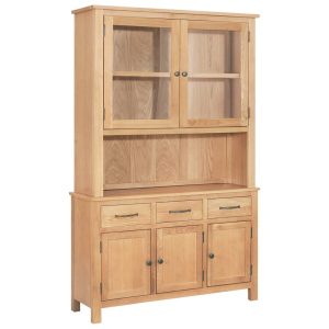 Desk Hutch 110x33.5x105 cm Solid Oak Wood