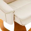 Swivel TV Armchair with Foot Stool Cream Faux Leather