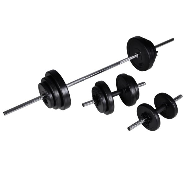 Workout Bench with Weight Rack Barbell and Dumbbell Set 30.5kg