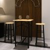 Bar Table and Stool Set 3 Pieces Wood and Steel