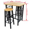 Bar Table and Stool Set 3 Pieces Wood and Steel