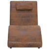 Chaise Longue with Pillow Brown Faux Suede Leather