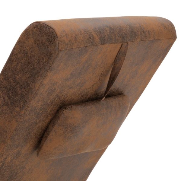 Chaise Longue with Pillow Brown Faux Suede Leather