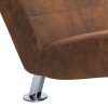 Chaise Longue with Pillow Brown Faux Suede Leather