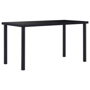 Dining Table Black Tempered Glass – 140x70x75 cm