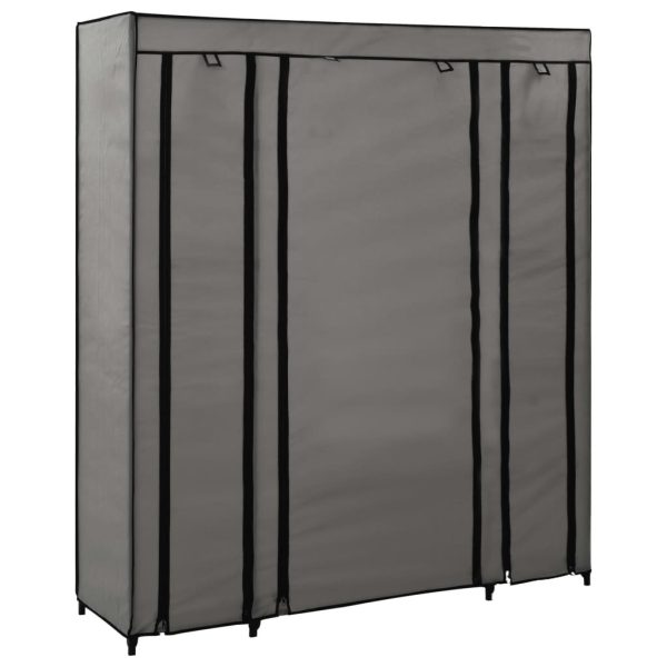 Wardrobe with Compartments and Rods Grey 150x45x176 cm Fabric