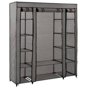 Wardrobe with Compartments and Rods Grey 150x45x176 cm Fabric