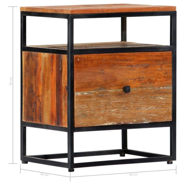 Eastham Bedside Cabinet 40x30x50 cm Solid Reclaimed Wood and Steel