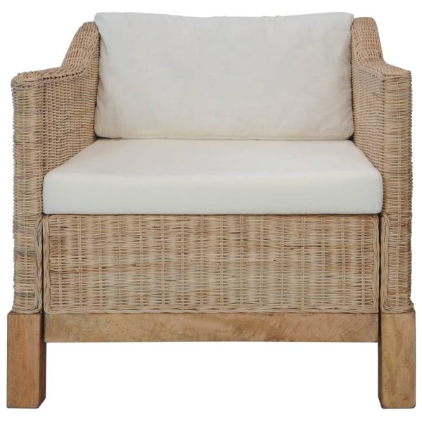 Armchair with Cushions Natural Rattan