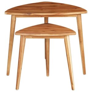 Nesting Tables 2 pcs Solid Acacia Wood