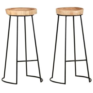 Bar Stools 2 pcs Solid Acacia Wood