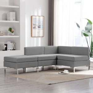 Sandridge 4 Piece Sofa Set Fabric Light Grey