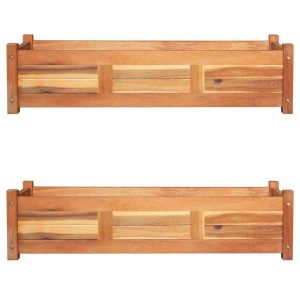 Garden Raised Beds 2 pcs Acacia Wood 100x30x25 cm