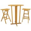 3 Piece Folding Bar Set Solid Wood Teak