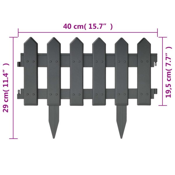 Lawn Edgings 25 pcs Anthracite 10 m PP