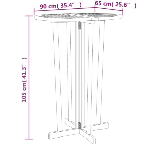 Folding Bar Table 90x65x105 cm Solid Wood Teak