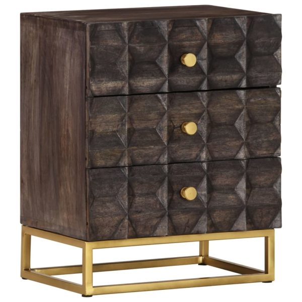 Defiance Bed Cabinet Black 40x30x50 cm Solid Mango Wood