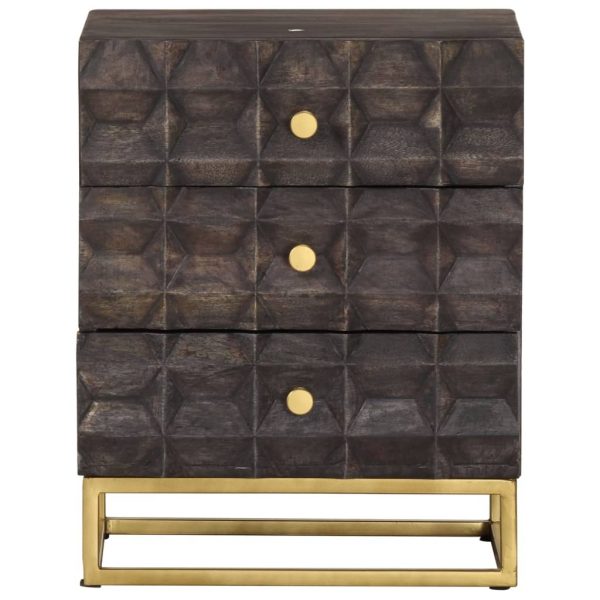 Defiance Bed Cabinet Black 40x30x50 cm Solid Mango Wood