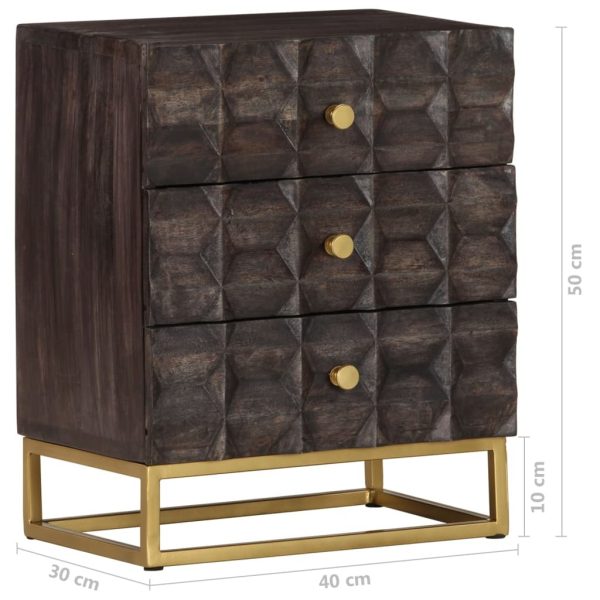 Defiance Bed Cabinet Black 40x30x50 cm Solid Mango Wood