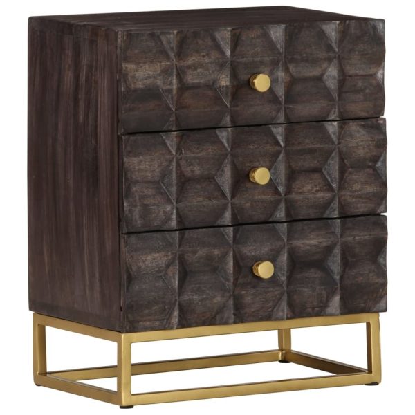 Defiance Bed Cabinet Black 40x30x50 cm Solid Mango Wood