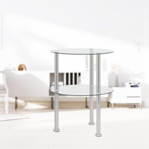 Tredegar 2-Tier Side Table Transparent 38x38x50 cm Tempered Glass – Transparent, Round