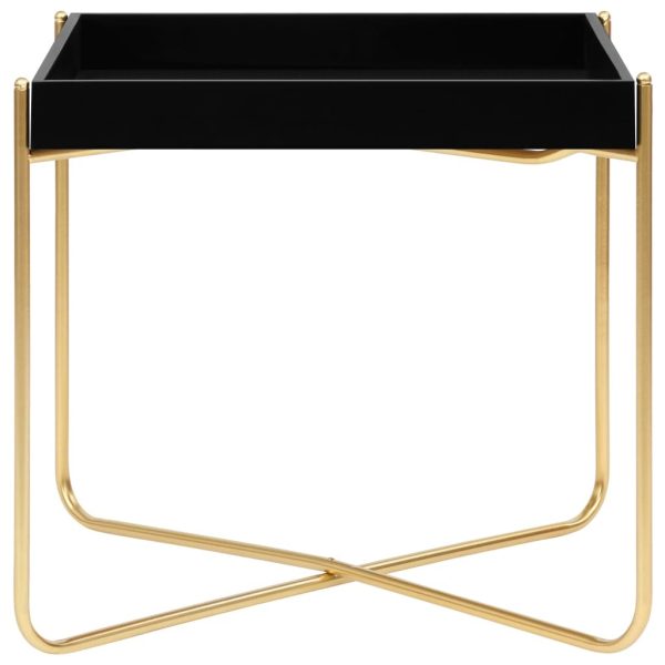 Delray Side Table Black and Gold 38x38x38.5 cm MDF