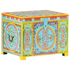 Hand Painted Storage Box 50x40x40 cm Solid Mango Wood