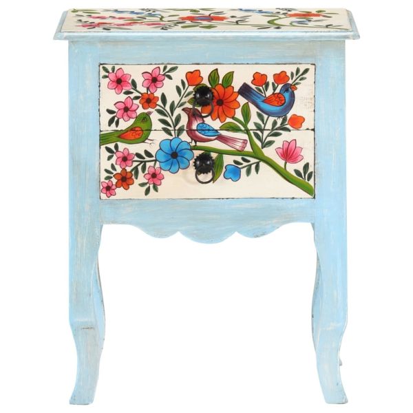 Olney Hand Painted Bedside Cabinet 40x30x50 cm Solid Mango Wood