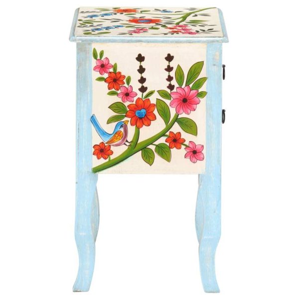 Olney Hand Painted Bedside Cabinet 40x30x50 cm Solid Mango Wood