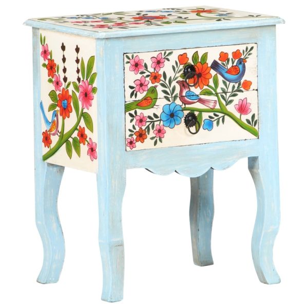 Olney Hand Painted Bedside Cabinet 40x30x50 cm Solid Mango Wood