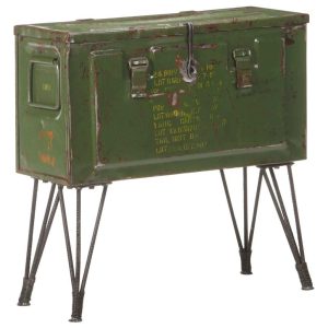 Storage Trunk Military Style 68x24x66 cm Iron