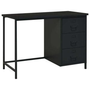 Industrial Desk with Drawers 105x52x75 cm Steel – Black